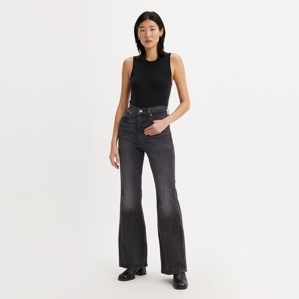 Levi’s 70s high rise flare pants - black denim jeans